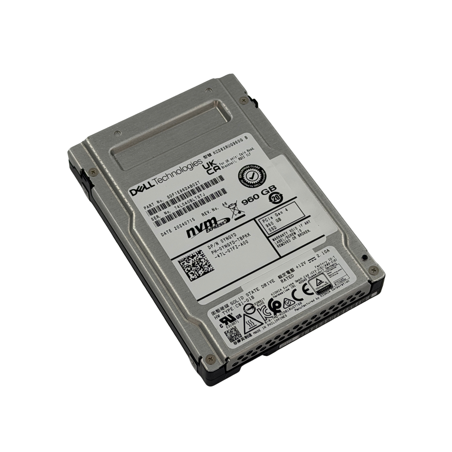 YNGYD DELL KNOXIA CD8-R 960G NVME SSD (SDF1E86DAB02T) (REF) (Inc 20% VAT)