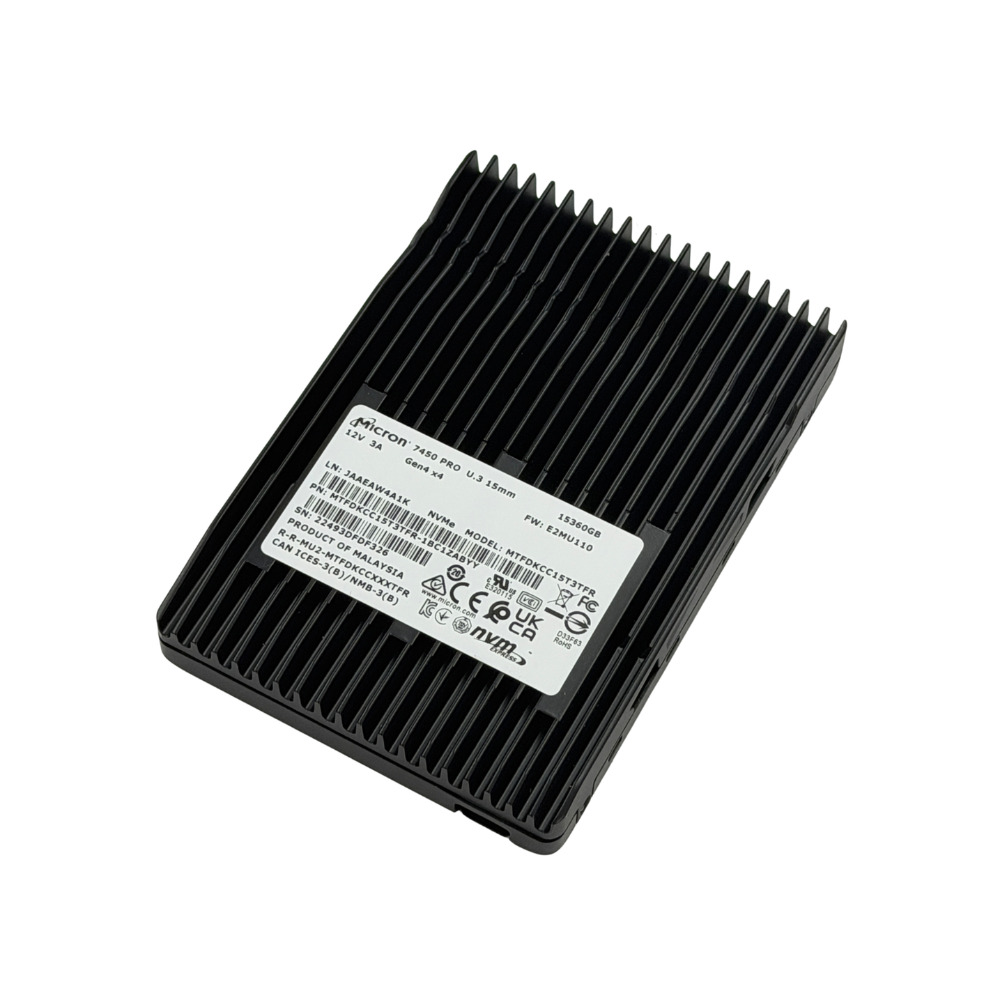 MTFDKCC15T3TFR-1BC1ZABYY Micron 7450 Pro SSD 2.5” 15.36TB NVME (REF) Inc 20% VAT Micron  Circle Stock Ltd
